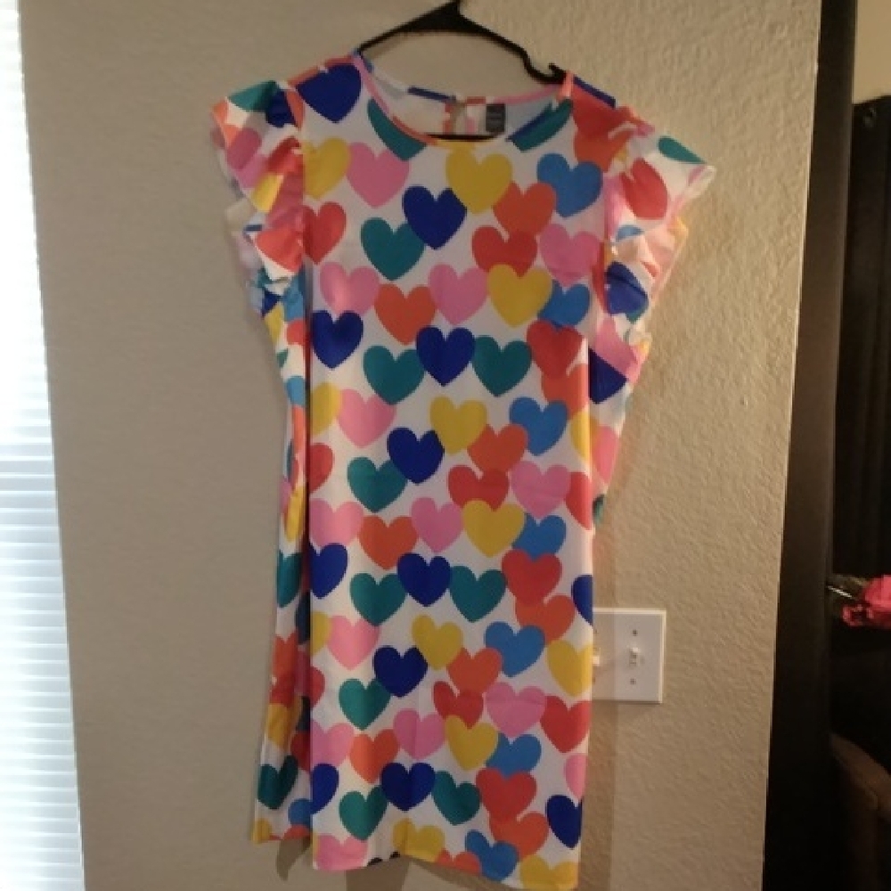 SHEIN Multicolor Heart Dress NWOT